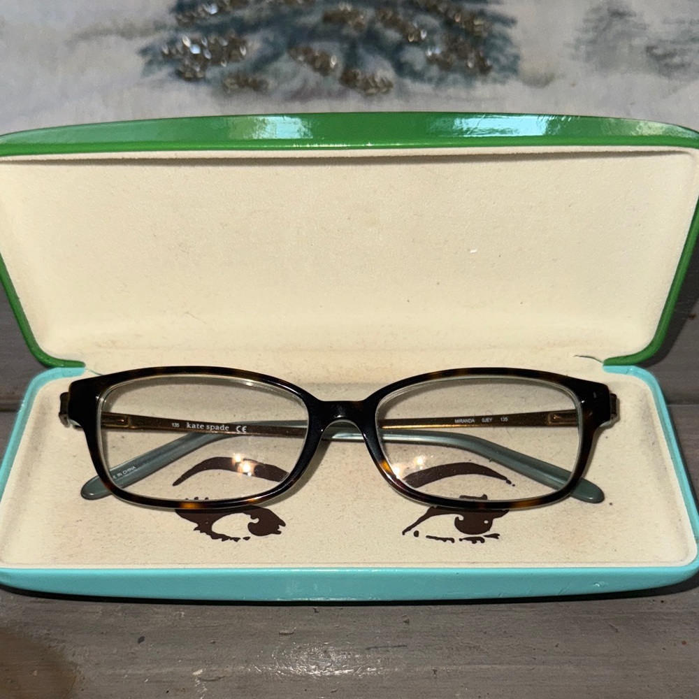 Kate Spade Miranda Tortoise Brown and Teal Frames With Case